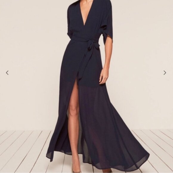 Reformation Winslow Dress in Navy - Picture 1 of 16
